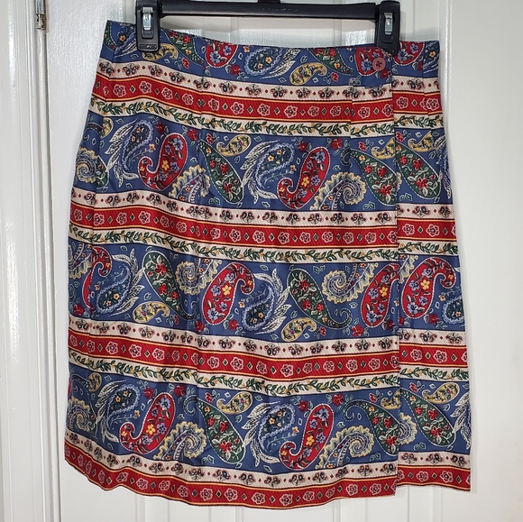 Talbots Paisley Wrap Skirt with Buttons - Size 6 - Picture 1 of 7